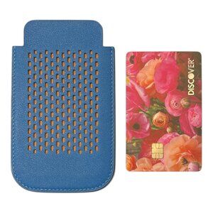 Hermes Swift Chevre Calfskin Leather Blue Credit Card Drivers License Wallet